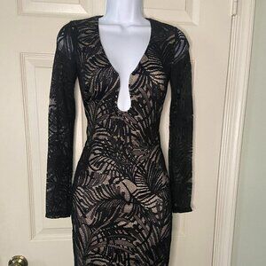 Bebe Black Lace Mid Dress Brand New with Tags size XXS